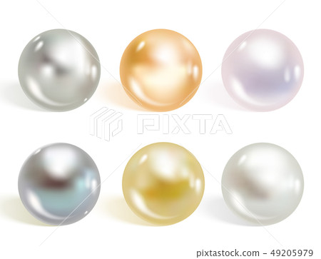 Realistic different colors pearls set. 49205979