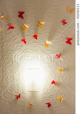 souvenir multicolored butterflies on the wall with lighting from center souvenir multicolored butterflies on the wall with lighting from center 49206513