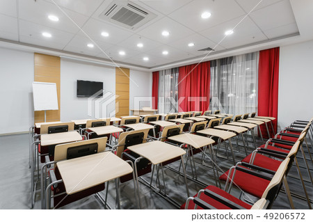 Empty modern conference hall in new hotel. Room for training, education, group classes, exams 49206572