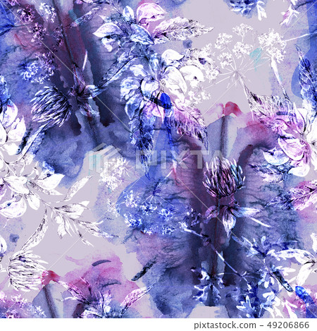 Watercolor abstract seamless pattern with hand... - Stock Illustration ...