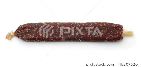 Top view of flat beef smoked sausage Top view of flat beef smoked sausage 49207520