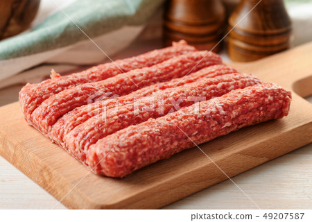 Fresh raw beef kebabs Fresh raw beef kebabs 49207587