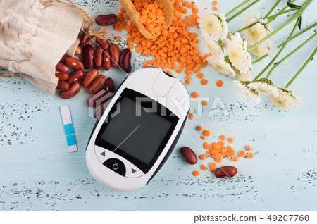 Glucose meter and kidney beans Glucose meter and kidney beans 49207760
