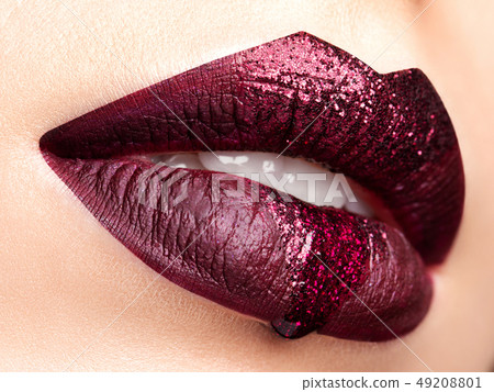 Close up view of beautiful woman lips 49208801