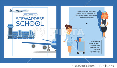 Stewardess school vector flight crew steward pilot people studying to fly on airplane airliner in 49210875