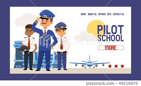 Pilot school vector web page flight crew study and people character piloting aircraft plane airplane 49210879
