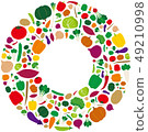 Fresh vegetables wreath illustration 49210998