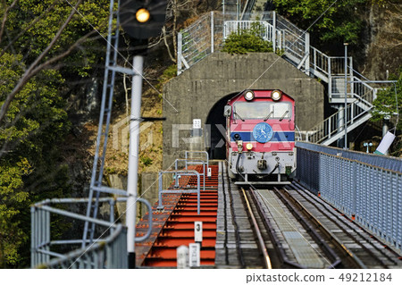Oigawa Shindo Ikawa Line一輛小車列車抵達Okoioi Kokami站 Oigawa Shindo Ikawa Line一輛小車列車抵達Okoioi Kokami站 49212184