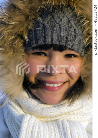 Portrait of young beautiful chukchi woman 49213424