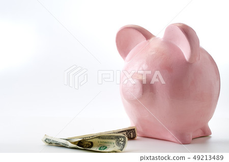 Pink piggy bank dollars money 49213489