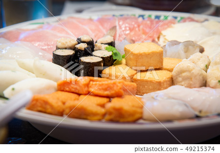 Assort many of Suki Hotpot Shabu set on hot pot, 49215374