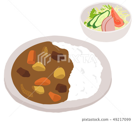 Curry and rice and salad Curry and rice and salad 49217099