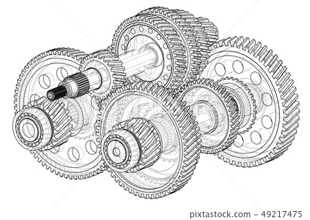 Outline gearbox concept. Vector 49217475