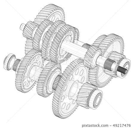 Outline gearbox concept. Vector Outline gearbox concept. Vector 49217476