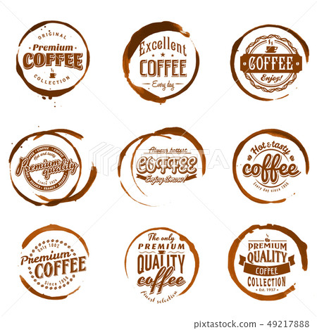 Coffee logo set with round brown stains 49217888