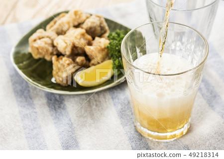 Non-alcoholic beer and fried chicken Non-alcoholic beer and fried chicken 49218314