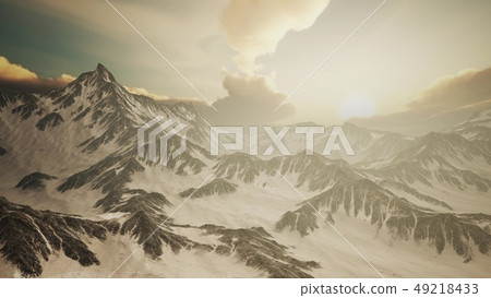 Rays of Sunset on the Tops of the Mountains 49218433