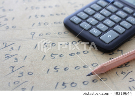 Model written on paper with paper, pencil, calculator and house 49219644
