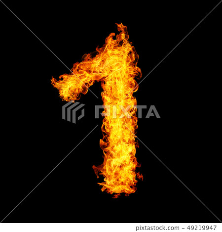 Number One made from fire flame Number One made from fire flame 49219947