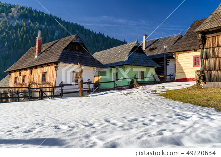 Rural cottages at village Vlkolinec, Slovakia 49220634