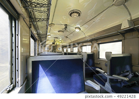 Inside the old-style passenger train of Oigawa Teimu SL train 49221428