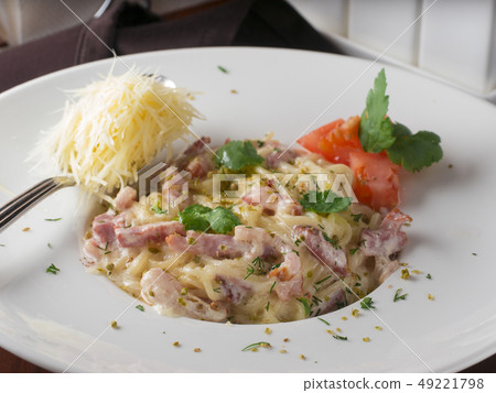 pasta carbonara on plate pasta carbonara on plate 49221798