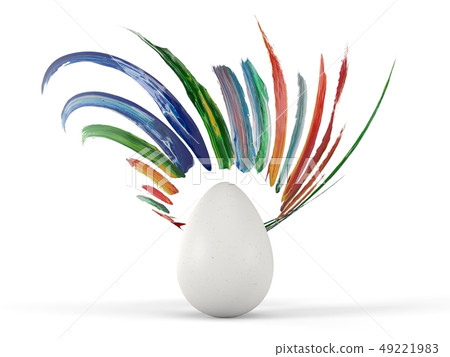 paint brush stroke covering a white easter egg. 3d illustration paint brush stroke covering a white easter egg. 3d illustration 49221983