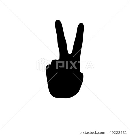 Victory hand gesture. Hippie peace v sign. 49222381