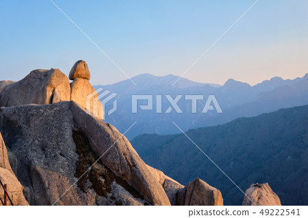 View from Ulsanbawi rock peak on sunset. Seoraksan National Park, South Corea View from Ulsanbawi rock peak on sunset. Seoraksan National Park, South Corea 49222541