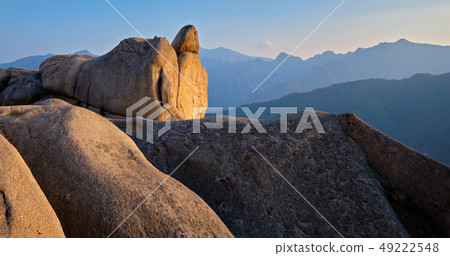View from Ulsanbawi rock peak on sunset. Seoraksan National Park, South Corea 49222548