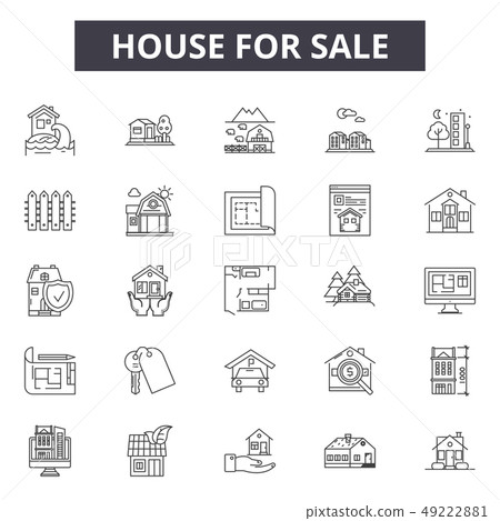 House for sale line icons for web and mobile. Editable stroke signs. House for sale outline concept 49222881