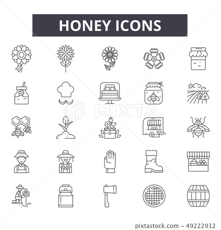 Honey line icons for web and mobile design. Editable stroke signs. Honey outline concept 49222912