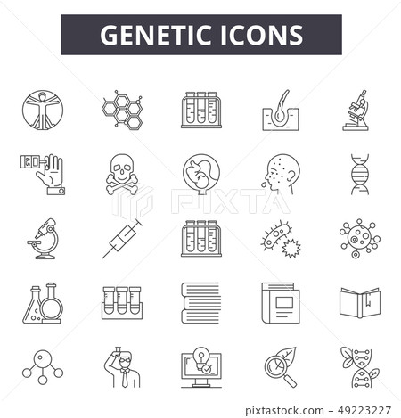 Genetic line icons for web and mobile design. Editable stroke signs. Genetic outline concept 49223227