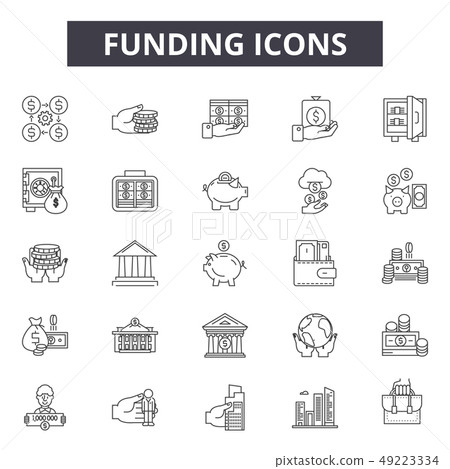 Funding line icons for web and mobile design. Editable stroke signs. Funding outline concept 49223334