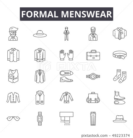 Formal menswear line icons for web and mobile design. Editable stroke signs. Formal menswear outline 49223374