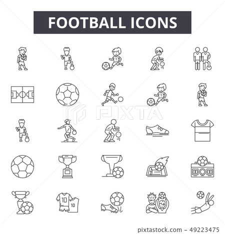 Football line icons for web and mobile design. Editable stroke signs. Football outline concept Football line icons for web and mobile design. Editable stroke signs. Football outline concept 49223475