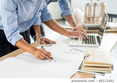 Close-up Of Person's engineer Hand Drawing Plan On 49223882