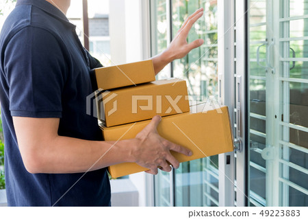 delivery service concept, customer hand receiving delivery service concept, customer hand receiving 49223883