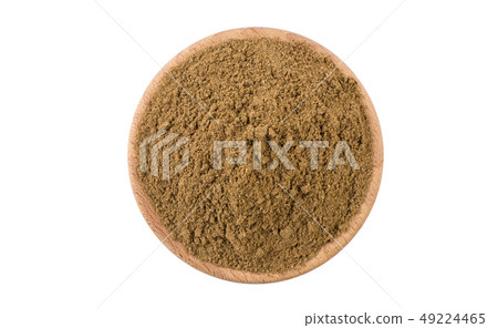 garam masala mix in wooden bowl isolated on white 49224465