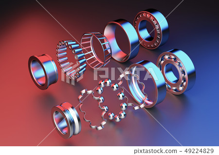 3D rendering. Automotive bearings auto spare parts. 3D rendering. Automotive bearings auto spare parts. 49224829