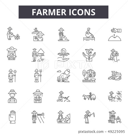 Farmer line icons for web and mobile design. Editable stroke signs. Farmer outline concept 49225095