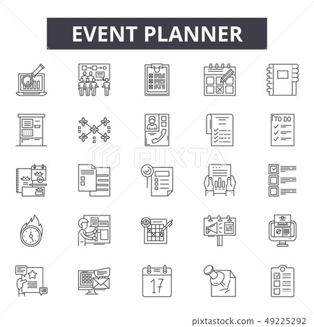 Event planner line icons for web and mobile design. Editable stroke signs. Event planner outline Event planner line icons for web and mobile design. Editable stroke signs. Event planner outline 49225292