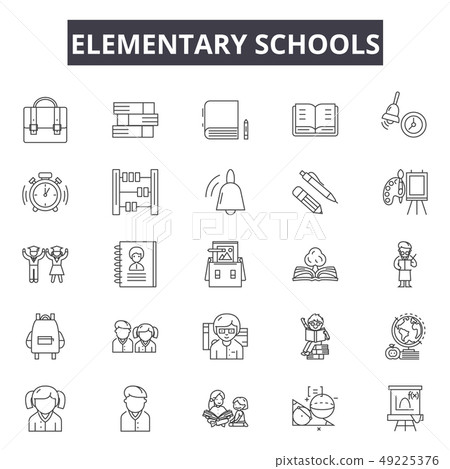 Elementary school line icons for web and mobile design. Editable stroke signs. Elementary school 49225376