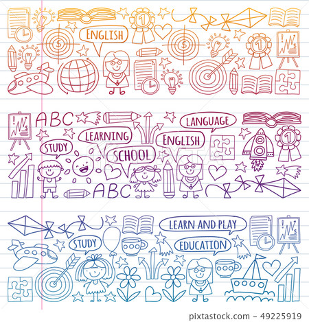 Vector set of learning English language, Vector set of learning English language, 49225919