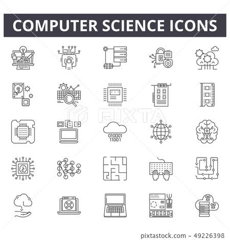 Computer science line icons for web and mobile... - Stock Illustration ...