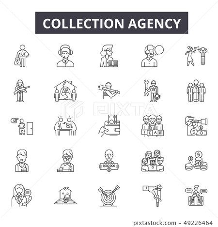 Collection agency line icons for web and mobile... - Stock Illustration ...