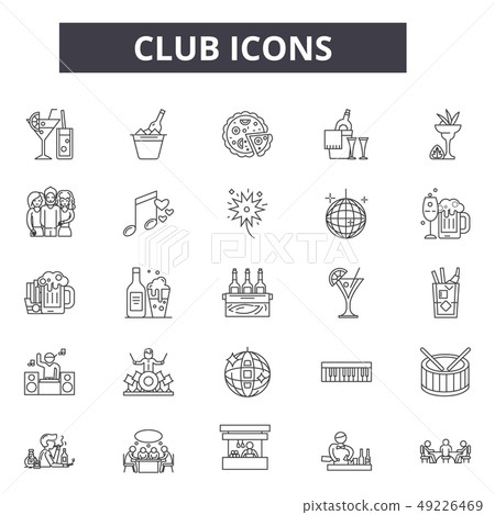 Club line icons for web and mobile design. Editable stroke signs. Club outline concept illustrations 49226469