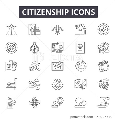 Citizenship line icons for web and mobile design. Editable stroke signs. Citizenship outline concept 49226540