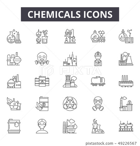 Chemicals line icons for web and mobile design. Editable stroke signs. Chemicals outline concept Chemicals line icons for web and mobile design. Editable stroke signs. Chemicals outline concept 49226567