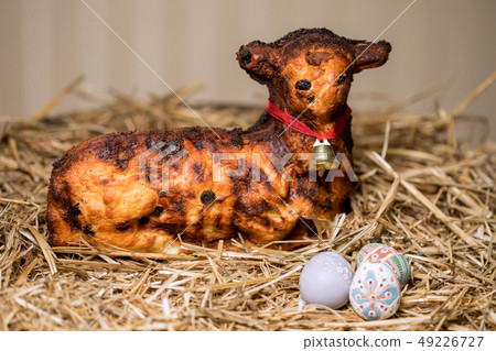 Easter lamb and rabbity sprinkled with powdered sugar 49226727